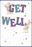 Brimming with cheerful energy, this get well card instantly brightens the spirit, much like a fragrant delivery from South Woodford Florist reaching a doorstep near The Green. Two adorable friends, a cuddly teddy and a lively puppy, seem to leap from the soft-cream page, joyfully holding and balancing the oversized letters of 'Get Well' in indigo and teal hues. Their plush, inviting fur begs for a comforting touch, while little twinkling stars dance in varied purples and blues, adding a whimsical, uplifting note that echoes the hope of each new day in South Woodford. The fresh, uncluttered background brings a sense of clarity and renewal, essential when soothing a loved one in need. Sending this card feels not only like extending a thoughtfully arranged bouquet but also a genuine offer of kindness and care, much appreciated by those who call the friendly streets and parks of South Woodford home.